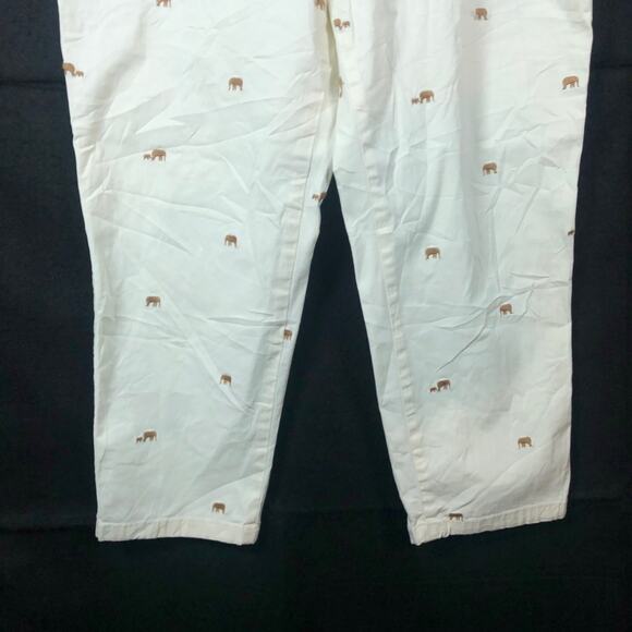 Talbots Womens Pants Cream Brown Elephant Print Petite Relaxed Chino 16P - Picture 3 of 11